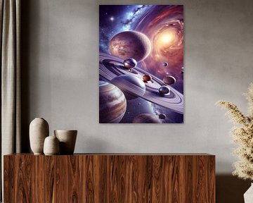 sterrenstelsel en planeet van nayyara art