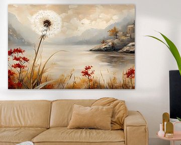 Peinture-Paysage-Lac de pissenlits sur Manipulation melody
