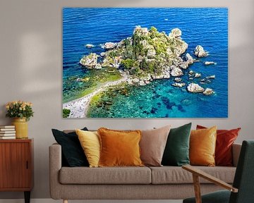 The island of Isola Bella in the Mazzarò district of the town of Taormina in by Dieter Meyer