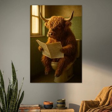 Schotse Hooglander op het Toilet