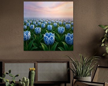 Delft Bleu Champs de tulipes sur But First Framing