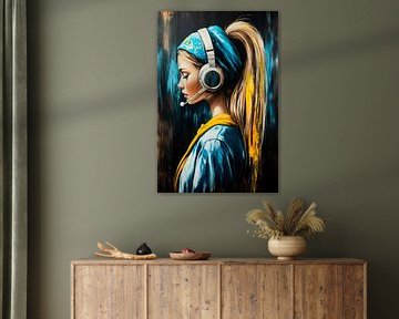 Femme moderne avec des écouteurs