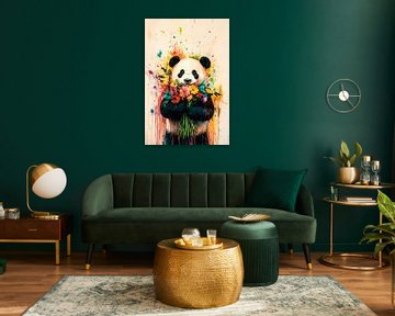 Schattige panda met bloemen van Art & Soul Creations