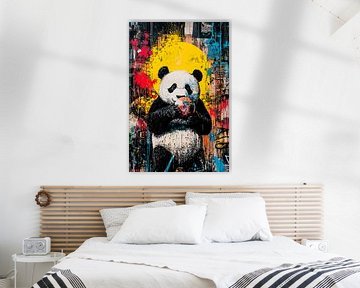 Panda met kleurrijke graffiti van Art & Soul Creations