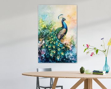 Prachtige pauw in kleurrijk ontwerp van Imperial Art House