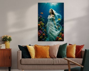 Bride of the Deep - A silent dance in the coral kingdom by Klaus Tesching - Art-AI