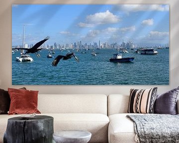 View of the harbour and the city in the distance