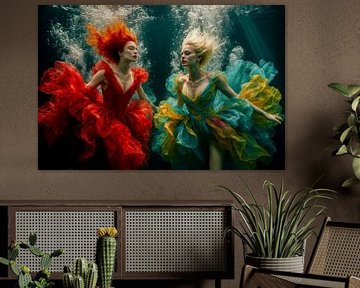 Fire & Flood - The dance of the elements under water by Klaus Tesching - Art-AI