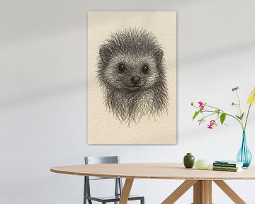Draad portret baby egel (Speel lief diertje stekels papier herfst natuurlijke kleuren)