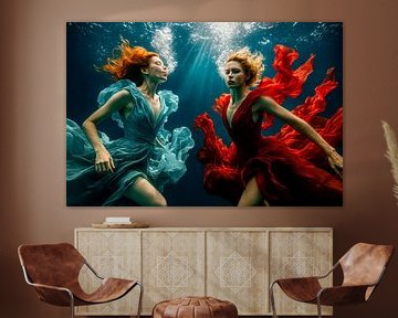 Confrontation of the elements - When water speaks to flames by Klaus Tesching - Art-AI