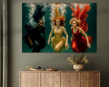 The Three - Departure into the depths of truth by Klaus Tesching - Art-AI