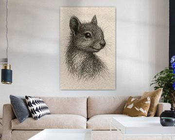 Draad portret jonge eekhoorn (schattig pluimstaart realistisch naturel speels kunstwerk babykamer)