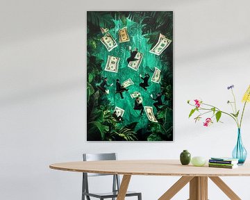 Business jungle with falling money