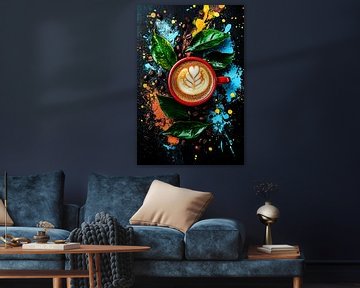 Koffie en kleurrijke abstractie van Art & Soul Creations