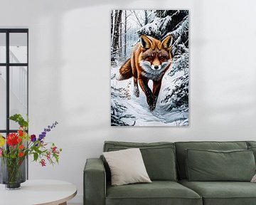 Vos in een winters landschap van Imperial Art House