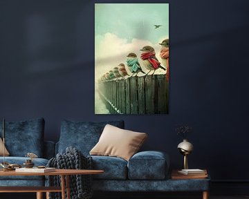 Stijlvolle vogels op een hek van Imperial Art House