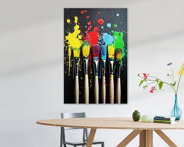 Creative colourful paint brushes