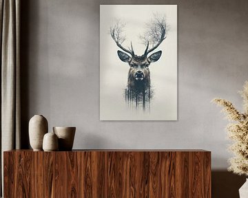 Hert in Symbiose met Natuur Sprookjesachtig Silhouet van Eva Lee