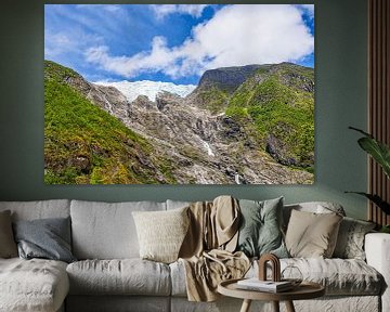 Uitzicht op de Supphellebreen gletsjertong bij Fjærland in Nee van Rico Ködder