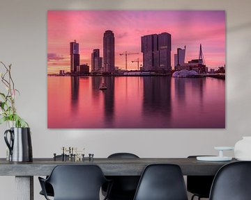 Red sunset in Rotterdam by Ilya Korzelius