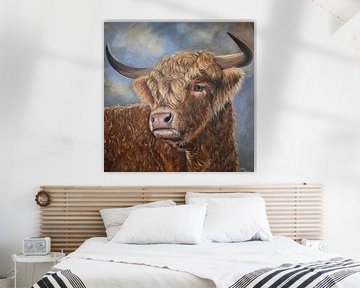 Scottish highlander in acrylic paint by Ineke Zeeuw