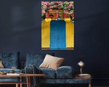 Traditional house with bright blue shutters by Frank Photos