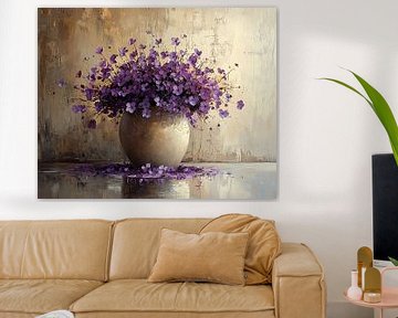 Paarse Bloemen Schilderij | Lavender Luxe Eclipse van Kunst Kriebels