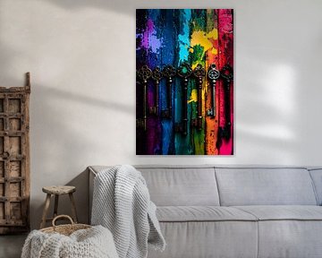 Antieke sleutels en kleurrijke kunst van Art & Soul Creations