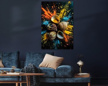 Kleurrijke schelpen en poederkunst van Art & Soul Creations