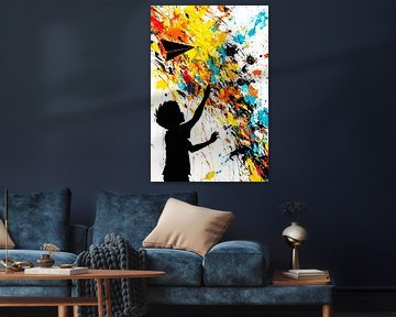 Kind en kleuren explosie kunst van Art & Soul Creations