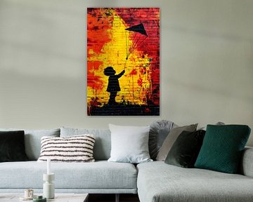 Kind met vlieger silhouet van Art & Soul Creations