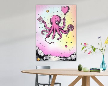 Roze Octopus met snoepjes en cassette van MIROKKU