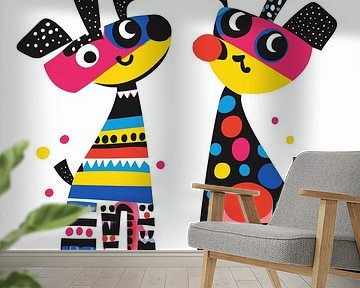 Clown dogs colourful