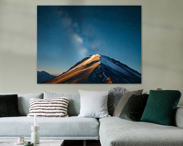 Magische nacht boven een besneeuwd bergmassief van ButterflyPix