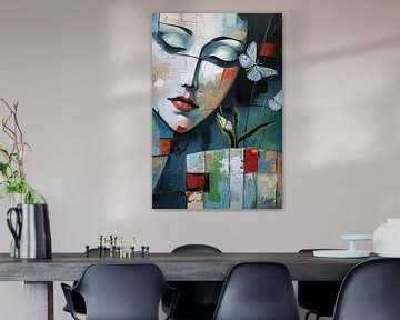 Vrouw met vlinders | Vrouw Vlinder van Kunst Kriebels
