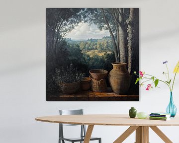 Landschap met Manden en Bomen van Kunst Kriebels