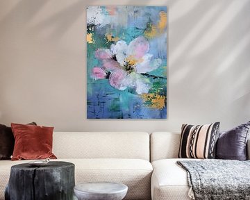 Bloem schilderij van Abstract Schilderij