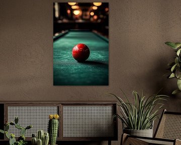 Red ball on snooker table by Art & Soul Creations