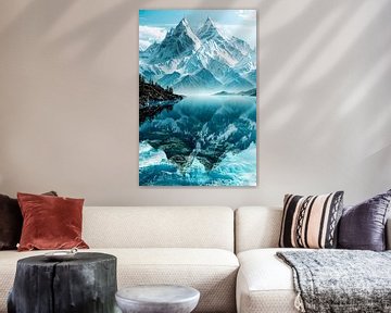 Reflectie van sneeuwbergen in meer van Art & Soul Creations