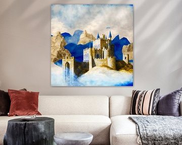 Knight's castle Castle Rocks Clouds defiant imposing mighty by gm_designs