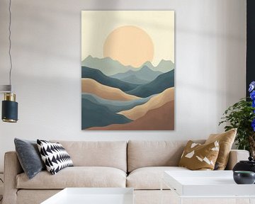 Gouden zonsondergang over sereen Boheems berglandschap van Artistic