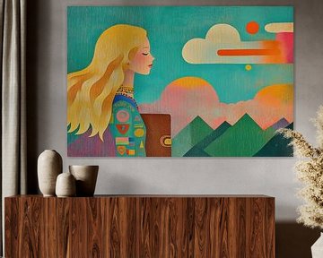 Vrolijke Vrouw met Blond Haar van Blikvanger Schilderijen