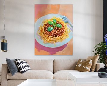 Italienische Nudeln mit Basilikum von Wunderbare Kunst