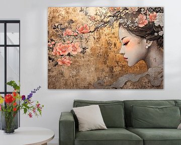 Gouden Portret | Verfijnd Portret Bloesem Haar