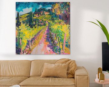 Wijngaard Schilderij van Abstract Schilderij