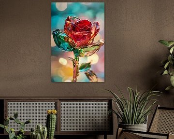 Crystal rose in colourful light by Art & Soul Creations