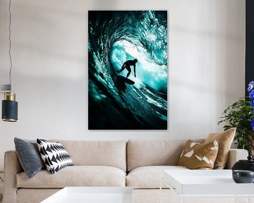 Surfeur dans une grande vague bleue sur Imperial Art House