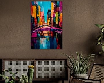 Colourful abstract bridge and skyline by Imperial Art House