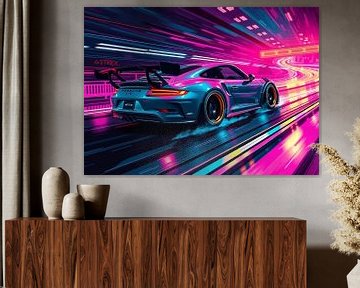 De Porsche 911 GT3 RS met donkergrijze en zwarte strepen op Circuit 2 van MIROKKU