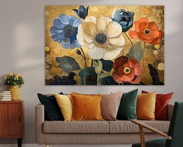 Bloemen Goud | Vibrant Petal Symphony van De Mooiste Kunst
